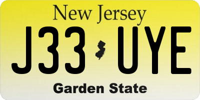 NJ license plate J33UYE