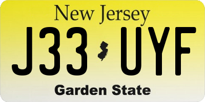 NJ license plate J33UYF