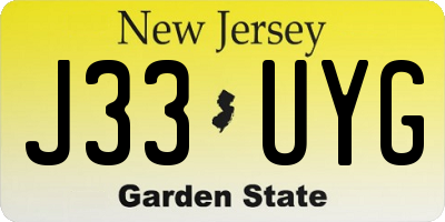 NJ license plate J33UYG