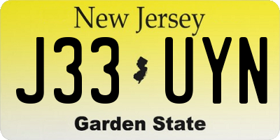 NJ license plate J33UYN