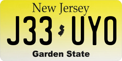 NJ license plate J33UYO