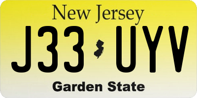 NJ license plate J33UYV