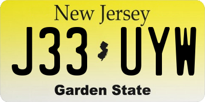NJ license plate J33UYW