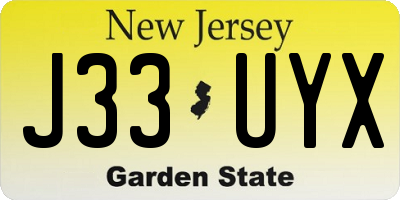NJ license plate J33UYX