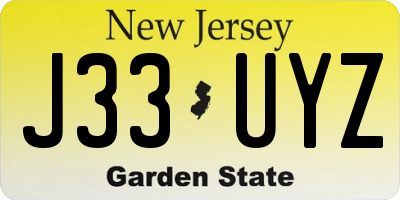 NJ license plate J33UYZ