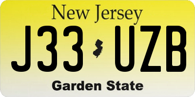 NJ license plate J33UZB