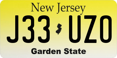 NJ license plate J33UZO