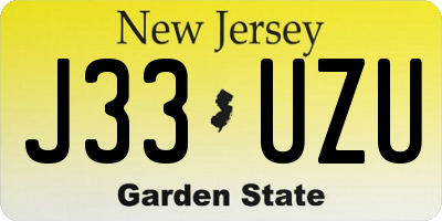 NJ license plate J33UZU