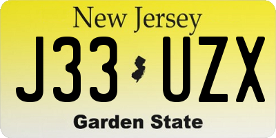 NJ license plate J33UZX