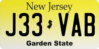 NJ license plate J33VAB