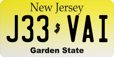 NJ license plate J33VAI