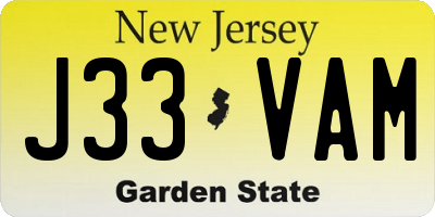 NJ license plate J33VAM