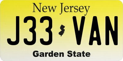 NJ license plate J33VAN
