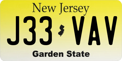 NJ license plate J33VAV