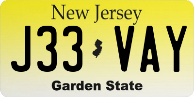 NJ license plate J33VAY