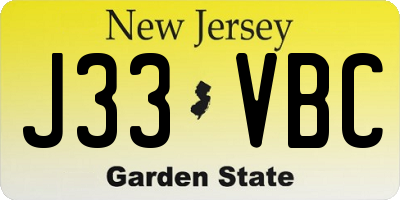 NJ license plate J33VBC