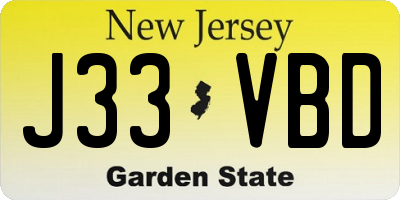 NJ license plate J33VBD