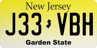 NJ license plate J33VBH