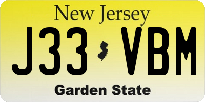 NJ license plate J33VBM