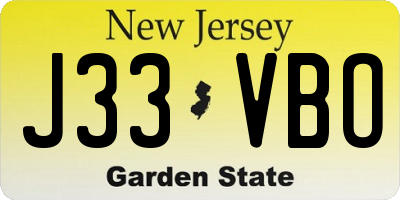 NJ license plate J33VBO