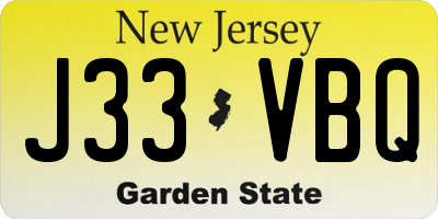 NJ license plate J33VBQ