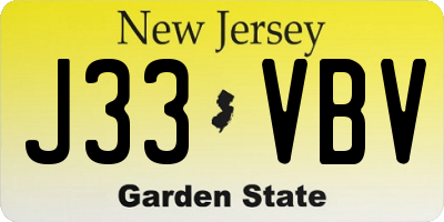 NJ license plate J33VBV