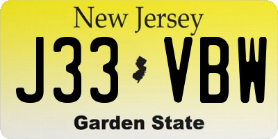 NJ license plate J33VBW