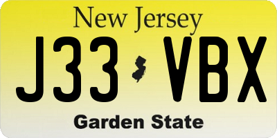 NJ license plate J33VBX