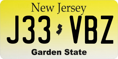 NJ license plate J33VBZ