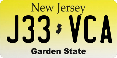 NJ license plate J33VCA
