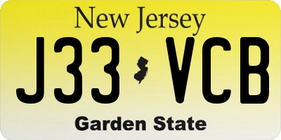 NJ license plate J33VCB
