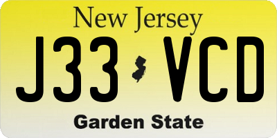 NJ license plate J33VCD