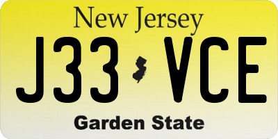 NJ license plate J33VCE