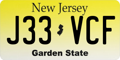 NJ license plate J33VCF