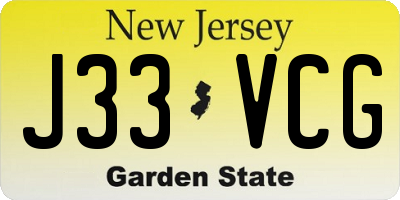 NJ license plate J33VCG