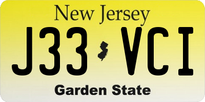 NJ license plate J33VCI