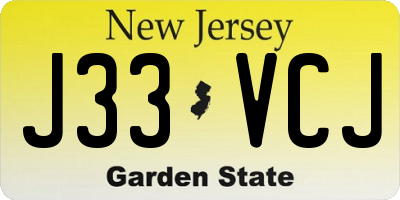 NJ license plate J33VCJ