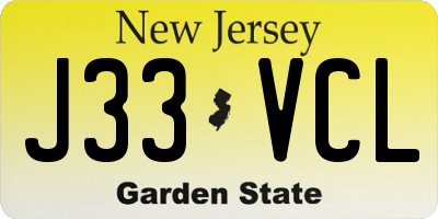 NJ license plate J33VCL