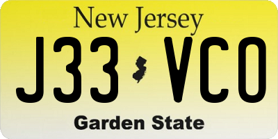 NJ license plate J33VCO