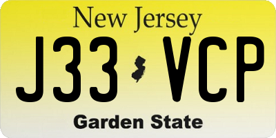 NJ license plate J33VCP