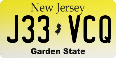 NJ license plate J33VCQ