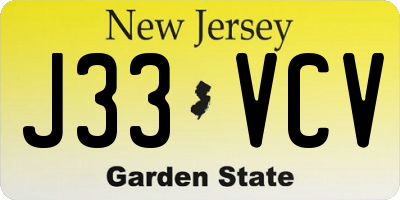 NJ license plate J33VCV