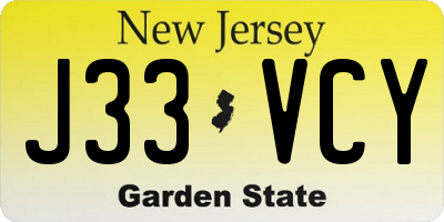 NJ license plate J33VCY