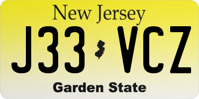 NJ license plate J33VCZ