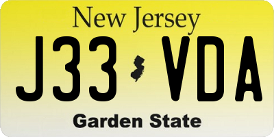 NJ license plate J33VDA
