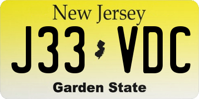 NJ license plate J33VDC