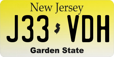 NJ license plate J33VDH