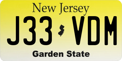 NJ license plate J33VDM