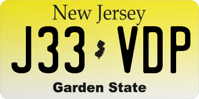 NJ license plate J33VDP