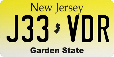 NJ license plate J33VDR